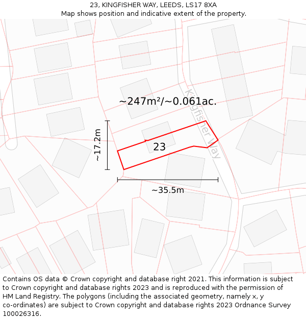 23, KINGFISHER WAY, LEEDS, LS17 8XA: Plot and title map