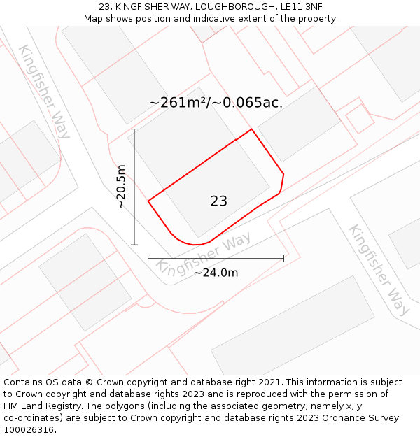 23, KINGFISHER WAY, LOUGHBOROUGH, LE11 3NF: Plot and title map