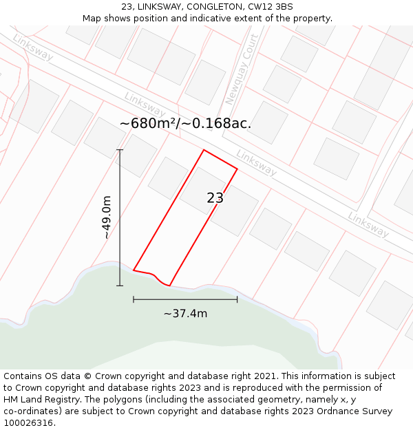 23, LINKSWAY, CONGLETON, CW12 3BS: Plot and title map