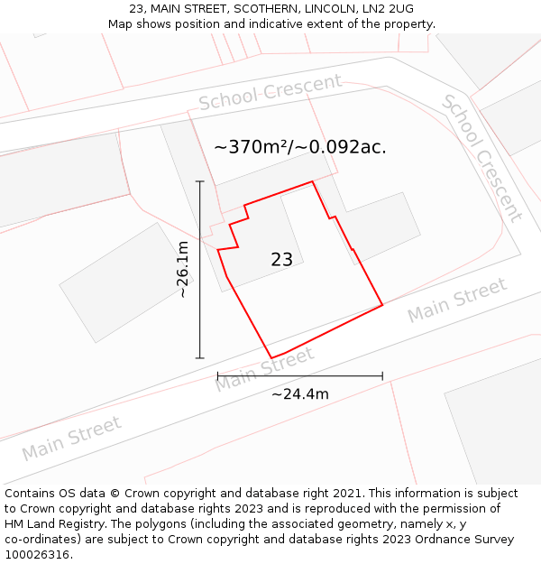 23, MAIN STREET, SCOTHERN, LINCOLN, LN2 2UG: Plot and title map