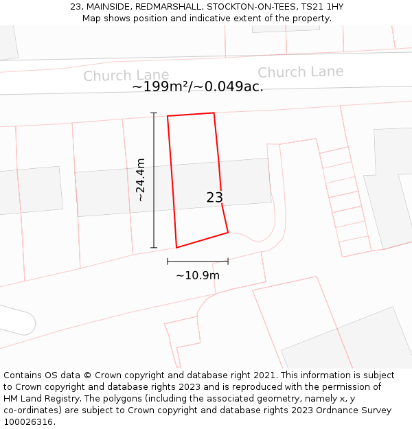 23, MAINSIDE, REDMARSHALL, STOCKTON-ON-TEES, TS21 1HY: Plot and title map