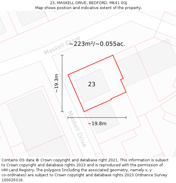 23, MASKELL DRIVE, BEDFORD, MK41 0GJ: Plot and title map