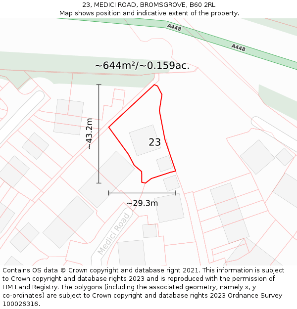 23, MEDICI ROAD, BROMSGROVE, B60 2RL: Plot and title map