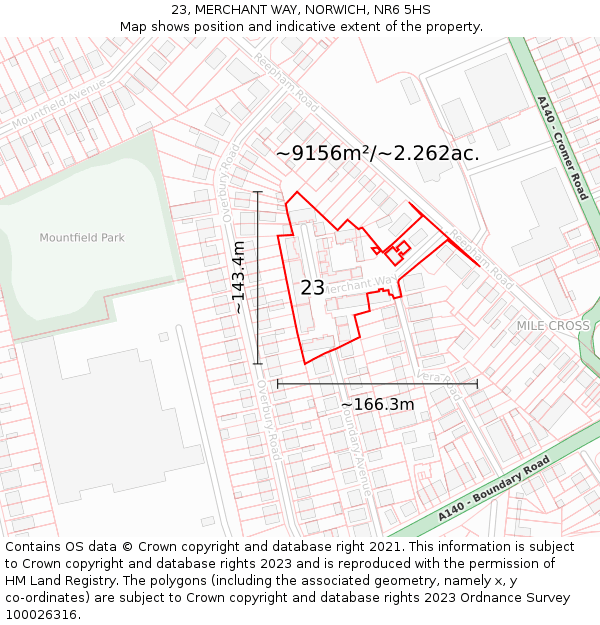 23, MERCHANT WAY, NORWICH, NR6 5HS: Plot and title map