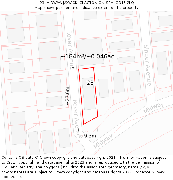 23, MIDWAY, JAYWICK, CLACTON-ON-SEA, CO15 2LQ: Plot and title map