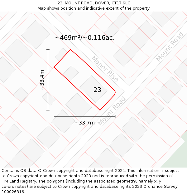 23, MOUNT ROAD, DOVER, CT17 9LG: Plot and title map