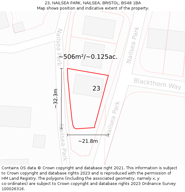 23, NAILSEA PARK, NAILSEA, BRISTOL, BS48 1BA: Plot and title map