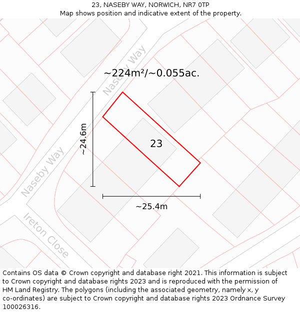 23, NASEBY WAY, NORWICH, NR7 0TP: Plot and title map