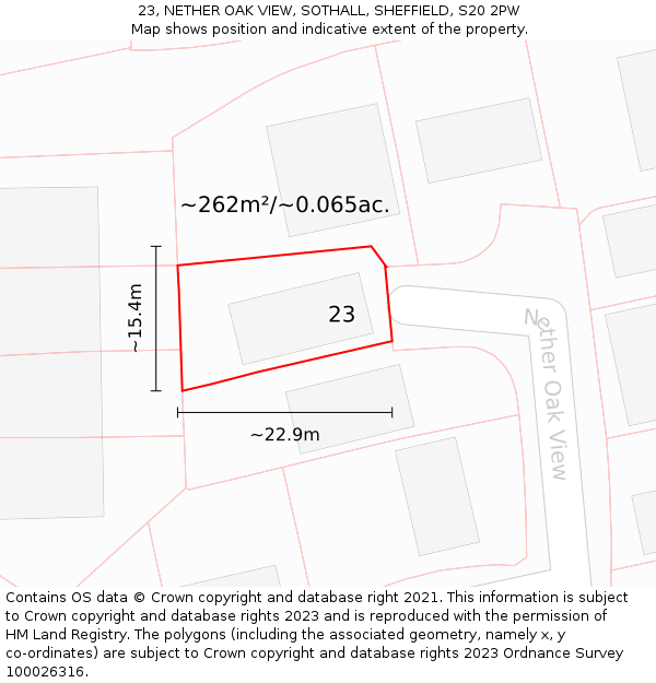 23, NETHER OAK VIEW, SOTHALL, SHEFFIELD, S20 2PW: Plot and title map