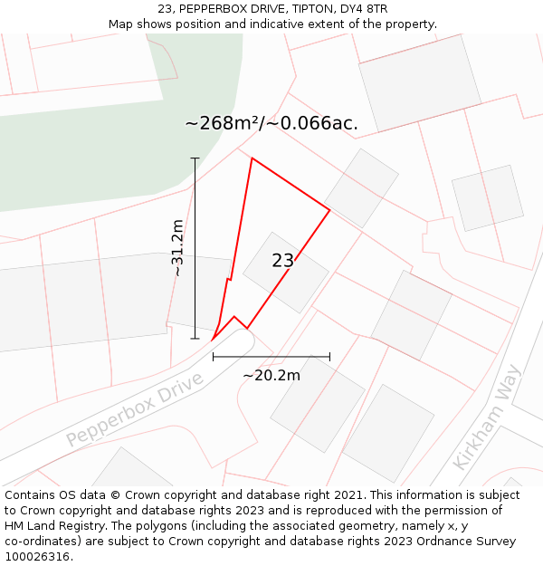23, PEPPERBOX DRIVE, TIPTON, DY4 8TR: Plot and title map