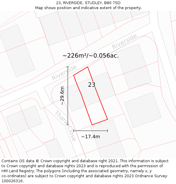 23, RIVERSIDE, STUDLEY, B80 7SD: Plot and title map