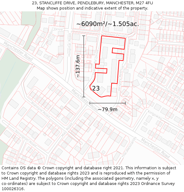 23, STANCLIFFE DRIVE, PENDLEBURY, MANCHESTER, M27 4FU: Plot and title map