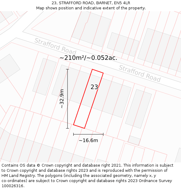 23, STRAFFORD ROAD, BARNET, EN5 4LR: Plot and title map