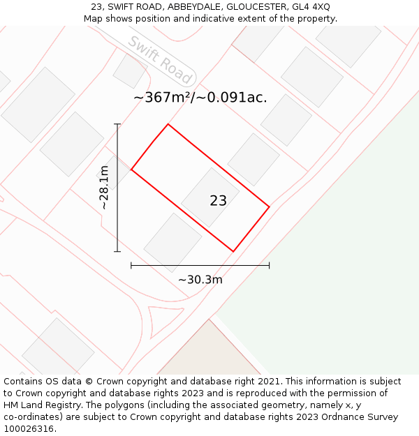 23, SWIFT ROAD, ABBEYDALE, GLOUCESTER, GL4 4XQ: Plot and title map