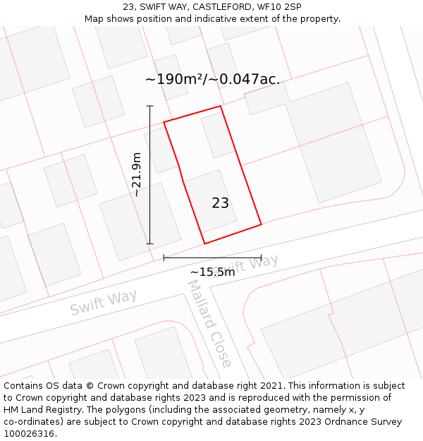 23, SWIFT WAY, CASTLEFORD, WF10 2SP: Plot and title map