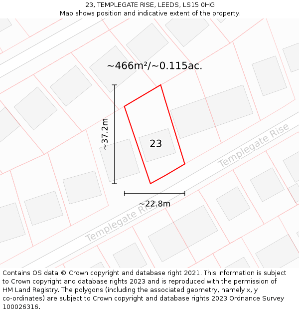 23, TEMPLEGATE RISE, LEEDS, LS15 0HG: Plot and title map