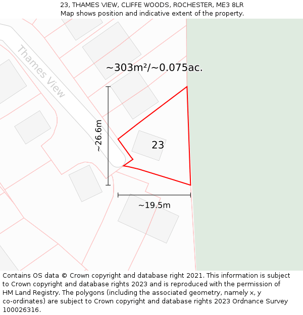 23, THAMES VIEW, CLIFFE WOODS, ROCHESTER, ME3 8LR: Plot and title map