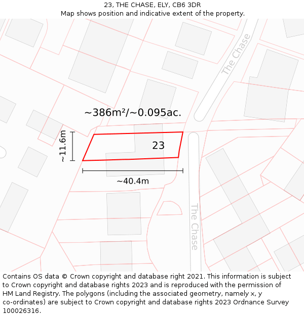 23, THE CHASE, ELY, CB6 3DR: Plot and title map