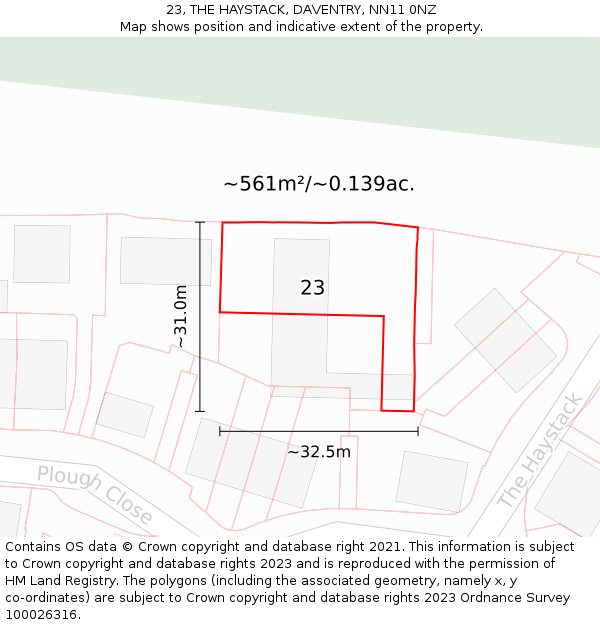 23, THE HAYSTACK, DAVENTRY, NN11 0NZ: Plot and title map