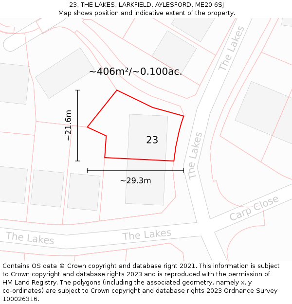 23, THE LAKES, LARKFIELD, AYLESFORD, ME20 6SJ: Plot and title map