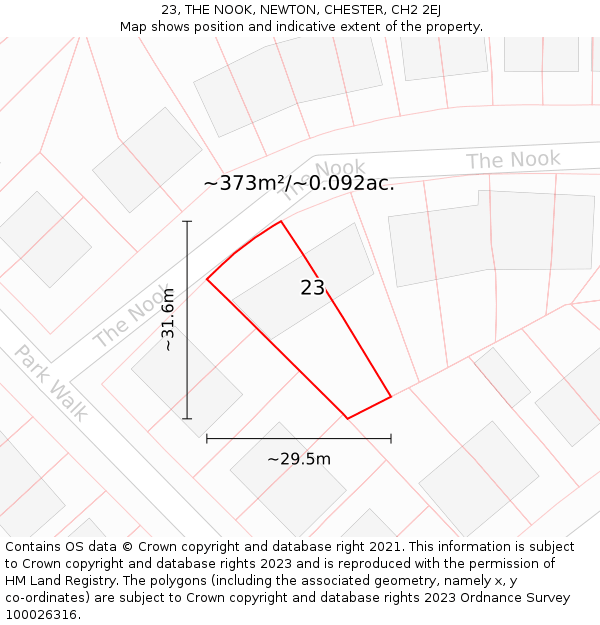 23, THE NOOK, NEWTON, CHESTER, CH2 2EJ: Plot and title map