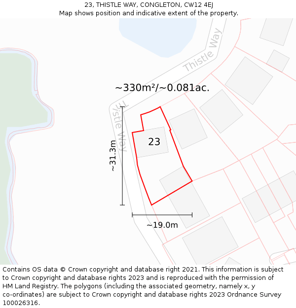 23, THISTLE WAY, CONGLETON, CW12 4EJ: Plot and title map