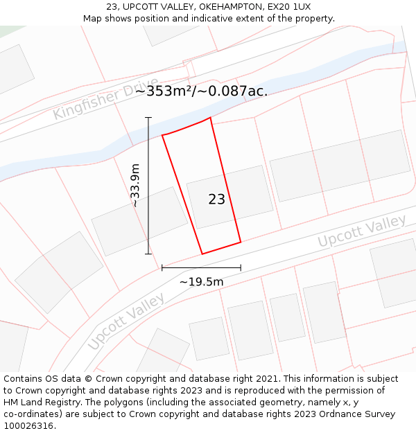 23, UPCOTT VALLEY, OKEHAMPTON, EX20 1UX: Plot and title map