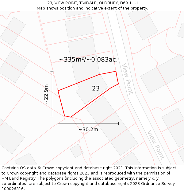 23, VIEW POINT, TIVIDALE, OLDBURY, B69 1UU: Plot and title map