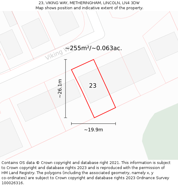 23, VIKING WAY, METHERINGHAM, LINCOLN, LN4 3DW: Plot and title map