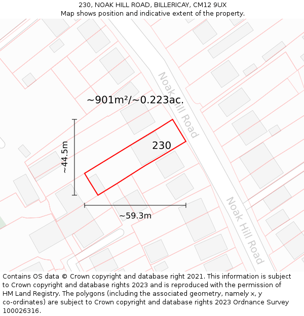 230, NOAK HILL ROAD, BILLERICAY, CM12 9UX: Plot and title map