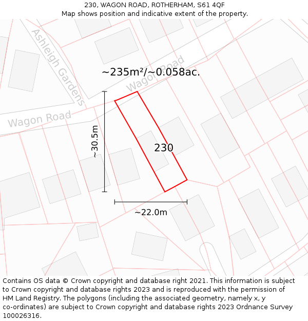 230, WAGON ROAD, ROTHERHAM, S61 4QF: Plot and title map