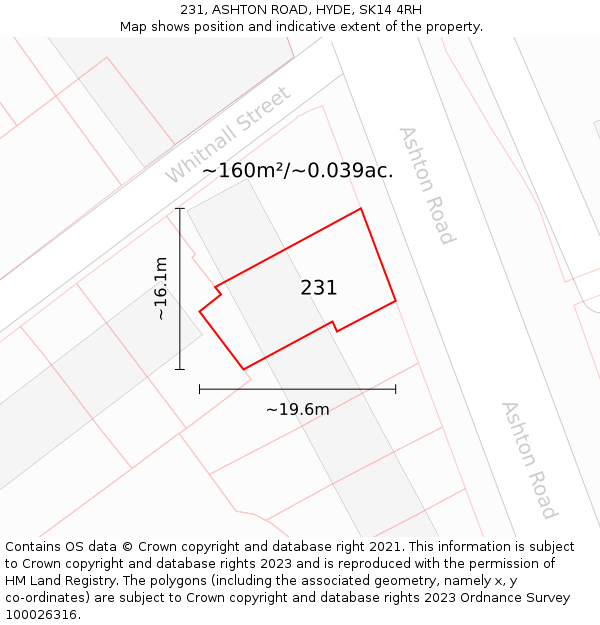231, ASHTON ROAD, HYDE, SK14 4RH: Plot and title map