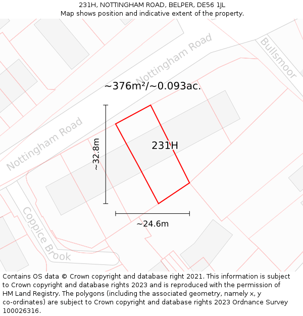 231H, NOTTINGHAM ROAD, BELPER, DE56 1JL: Plot and title map