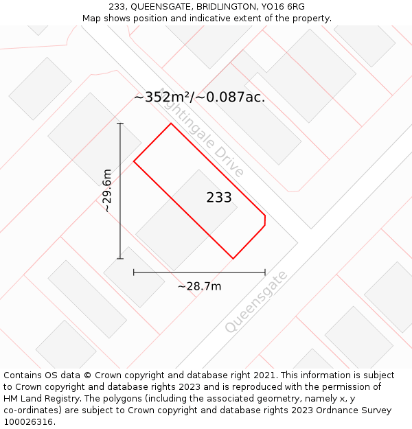 233, QUEENSGATE, BRIDLINGTON, YO16 6RG: Plot and title map