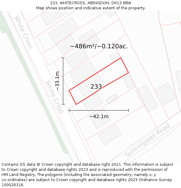 233, WHITECROSS, ABINGDON, OX13 6BW: Plot and title map