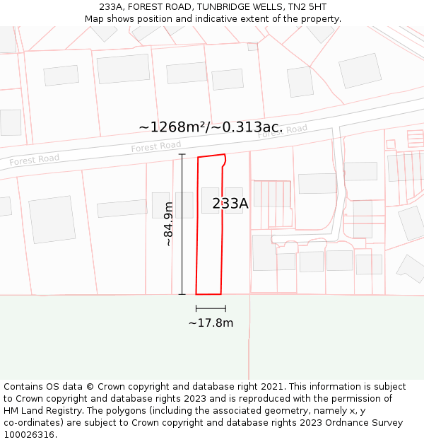 233A, FOREST ROAD, TUNBRIDGE WELLS, TN2 5HT: Plot and title map
