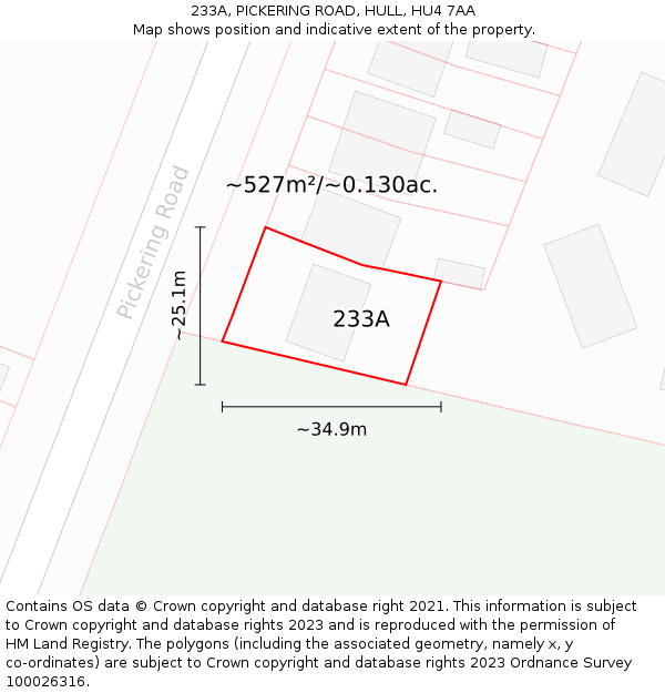 233A, PICKERING ROAD, HULL, HU4 7AA: Plot and title map