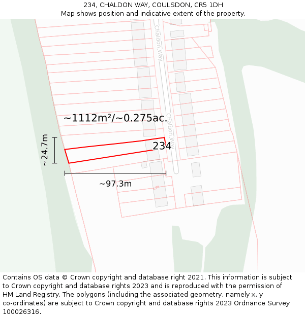 234, CHALDON WAY, COULSDON, CR5 1DH: Plot and title map