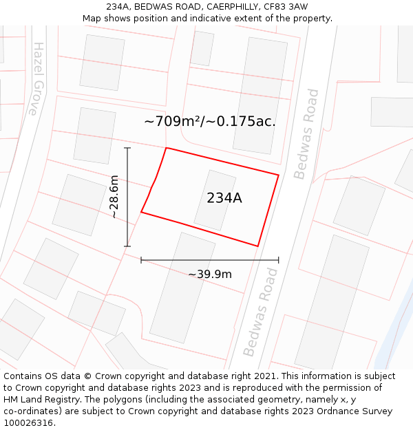 234A, BEDWAS ROAD, CAERPHILLY, CF83 3AW: Plot and title map
