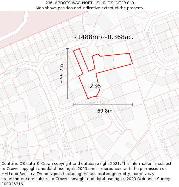 236, ABBOTS WAY, NORTH SHIELDS, NE29 8LR: Plot and title map
