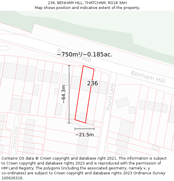 236, BENHAM HILL, THATCHAM, RG18 3AH: Plot and title map