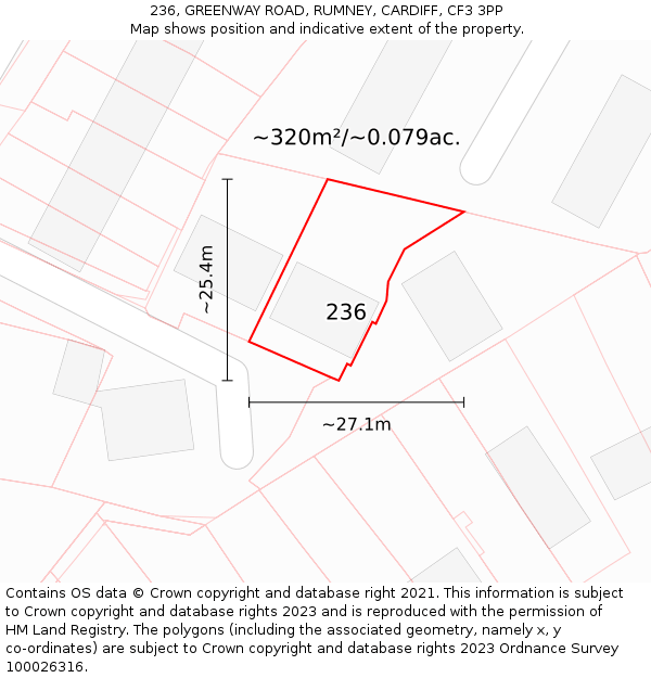 236, GREENWAY ROAD, RUMNEY, CARDIFF, CF3 3PP: Plot and title map