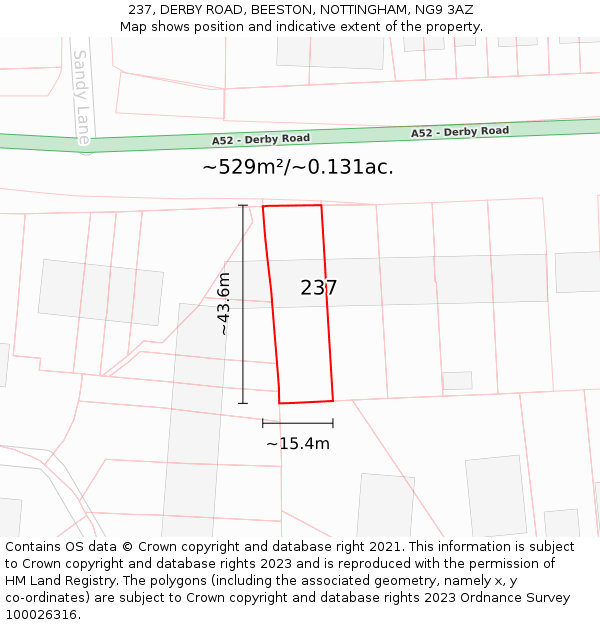 237, DERBY ROAD, BEESTON, NOTTINGHAM, NG9 3AZ: Plot and title map