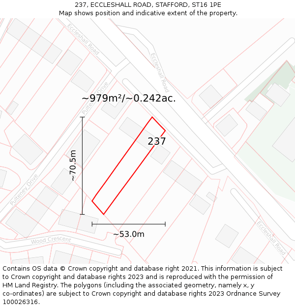 237, ECCLESHALL ROAD, STAFFORD, ST16 1PE: Plot and title map