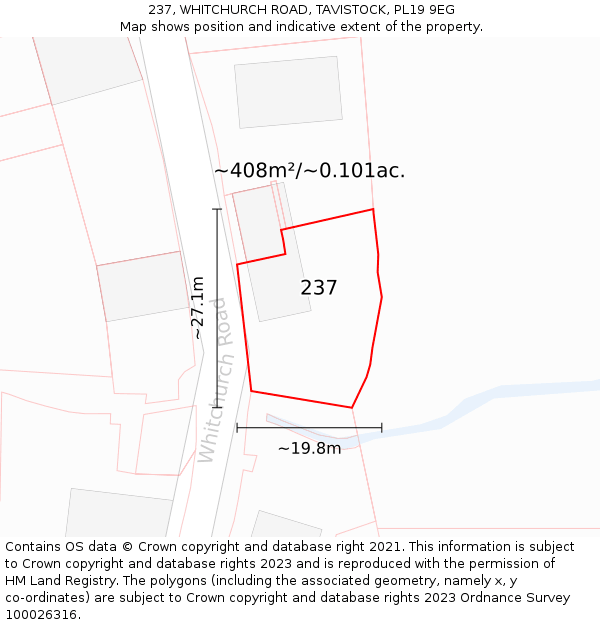237, WHITCHURCH ROAD, TAVISTOCK, PL19 9EG: Plot and title map