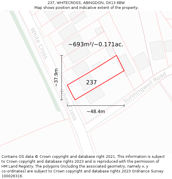 237, WHITECROSS, ABINGDON, OX13 6BW: Plot and title map