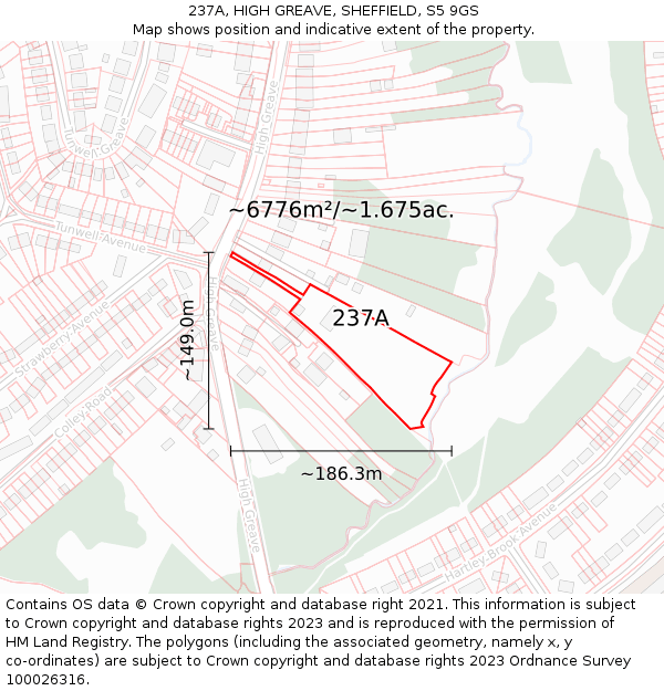 237A, HIGH GREAVE, SHEFFIELD, S5 9GS: Plot and title map