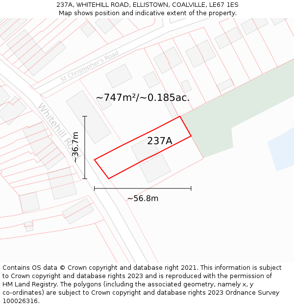 237A, WHITEHILL ROAD, ELLISTOWN, COALVILLE, LE67 1ES: Plot and title map