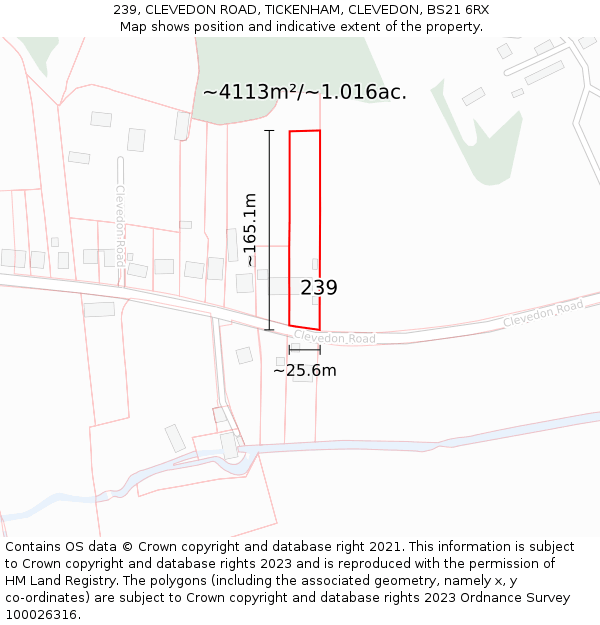 239, CLEVEDON ROAD, TICKENHAM, CLEVEDON, BS21 6RX: Plot and title map