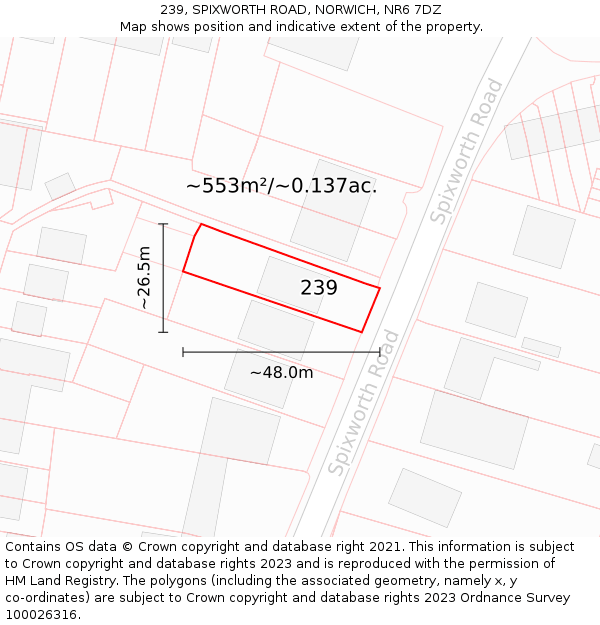 239, SPIXWORTH ROAD, NORWICH, NR6 7DZ: Plot and title map